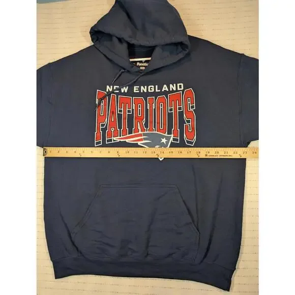New England Patriots NFL Hoodie Pullover Fanatics Blue Sweatshirt Mens Large - Picture 6 of 7